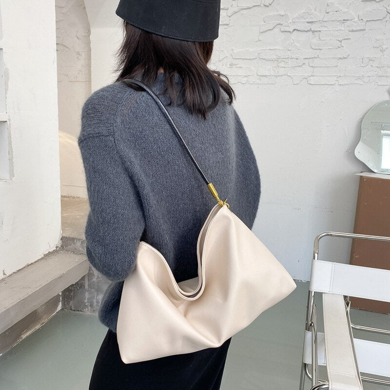 Large capacity bag single shoulder bag simple texture single shoulder armpit bag