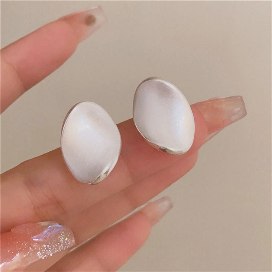 Brushed Twisted Oval Earrings Female Niche