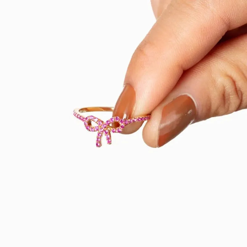 Anello fiocco rosa