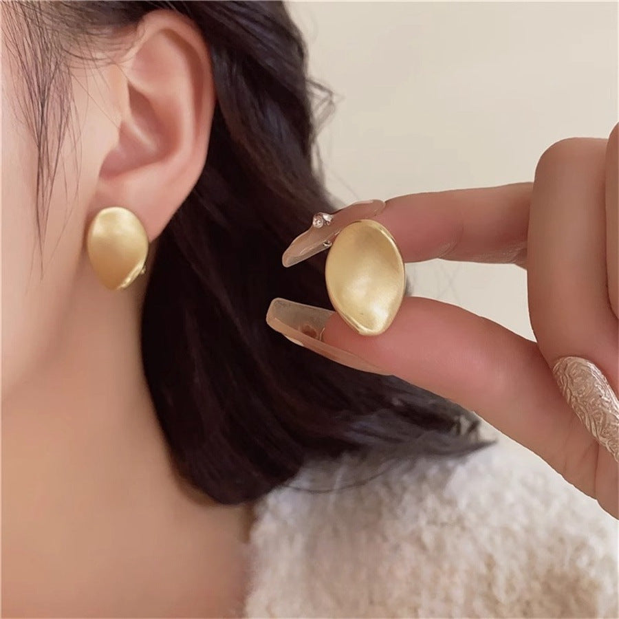 Brushed Twisted Oval Earrings Female Niche