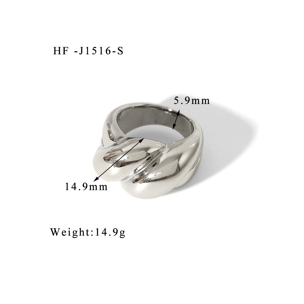 All-match Wide Titanium Steel 18K Vacuum Vapor Plating Gold Ring