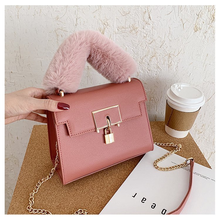 Fashion Chain One Shoulder Messenger Texture Lock Small Square Bag