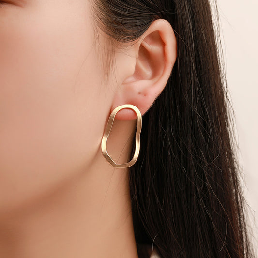 Geometric Irregular Hollow Wave Stud Earrings