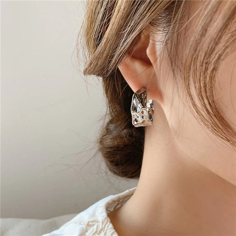Korean Version Of Simple Irregular Metal Geometric Earrings