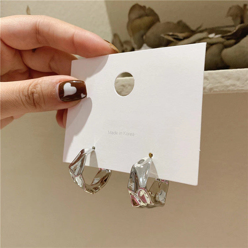 Korean Version Of Simple Irregular Metal Geometric Earrings