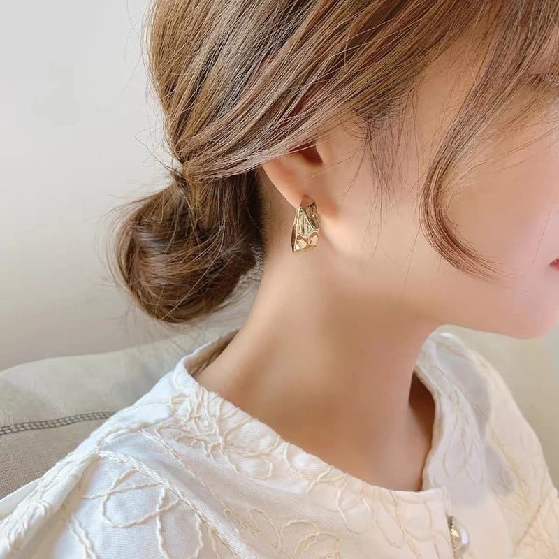 Korean Version Of Simple Irregular Metal Geometric Earrings