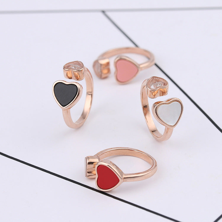 Anello doppio cuore colorati