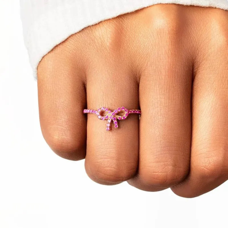 Anello fiocco rosa