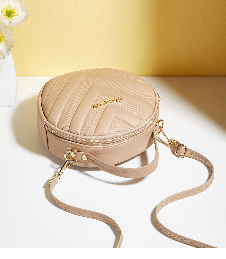 Retro Small Round Bag Korean Texture Embossing