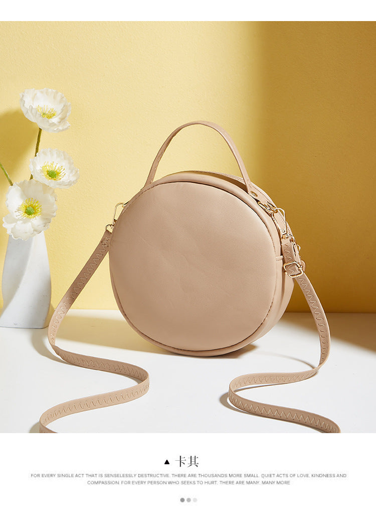 Retro Small Round Bag Korean Texture Embossing