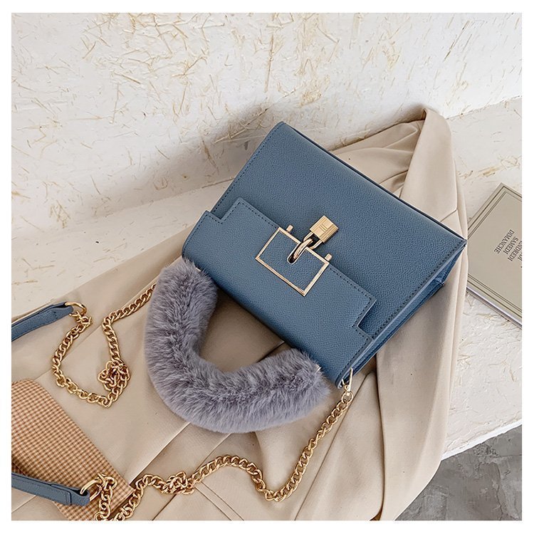 Fashion Chain One Shoulder Messenger Texture Lock Small Square Bag