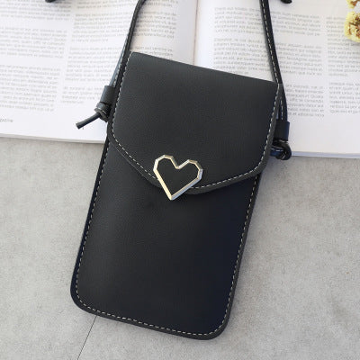 Love Buckle Mobile Phone Bags For Women Transparent Touch Screen Wallet Crossbody Shouder Bags