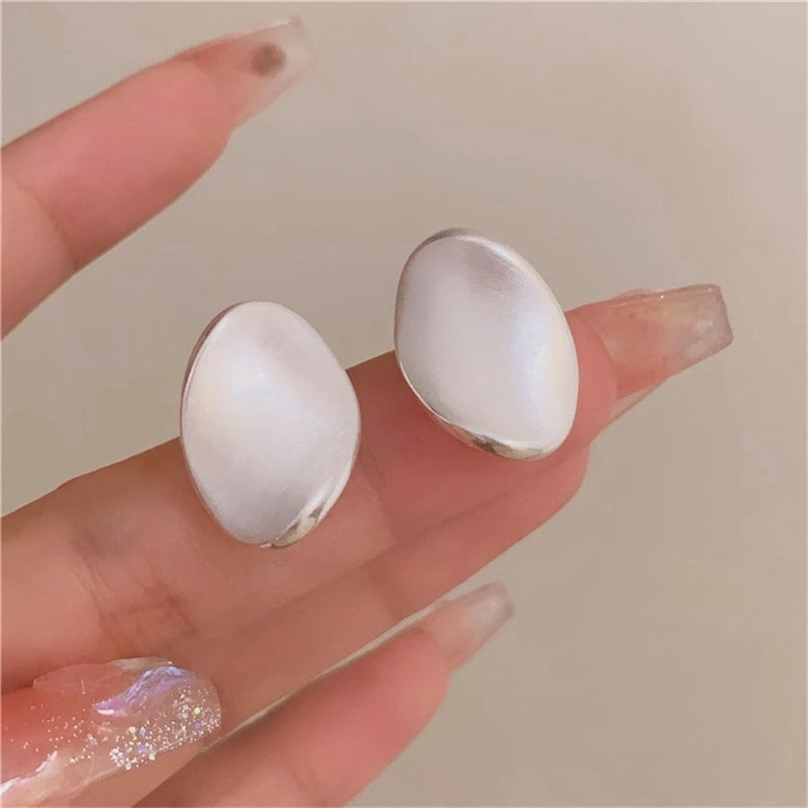 Brushed Twisted Oval Earrings Female Niche