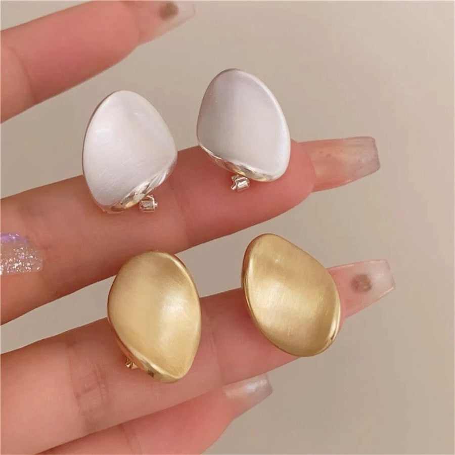 Brushed Twisted Oval Earrings Female Niche