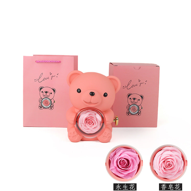 Teddy Bear Jewelry Gift Box with Round Necklace Gifts for Women Mom Wife