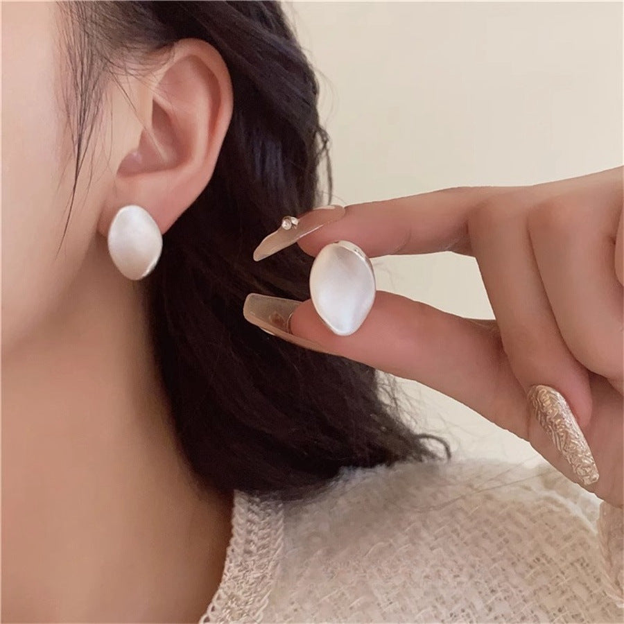 Brushed Twisted Oval Earrings Female Niche