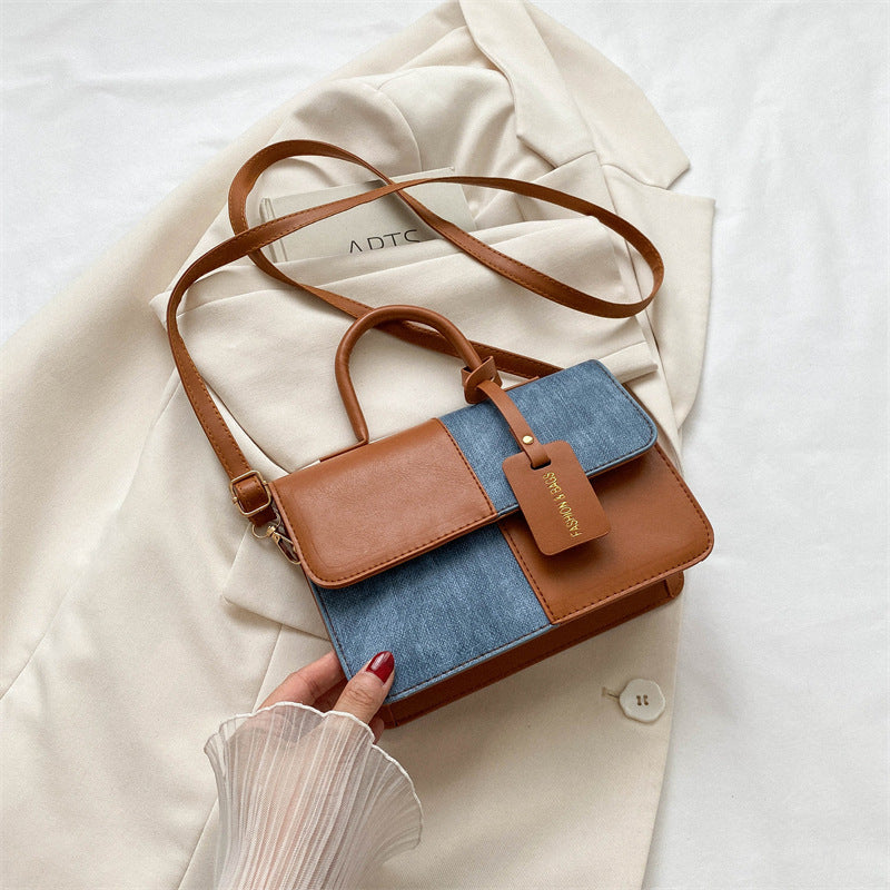 Popular Fashion Stitching Texture Portable Summer Commute Western Style Women's Cross-body Bag