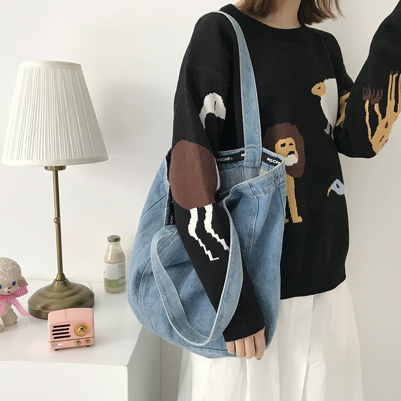 Denim shoulder bag