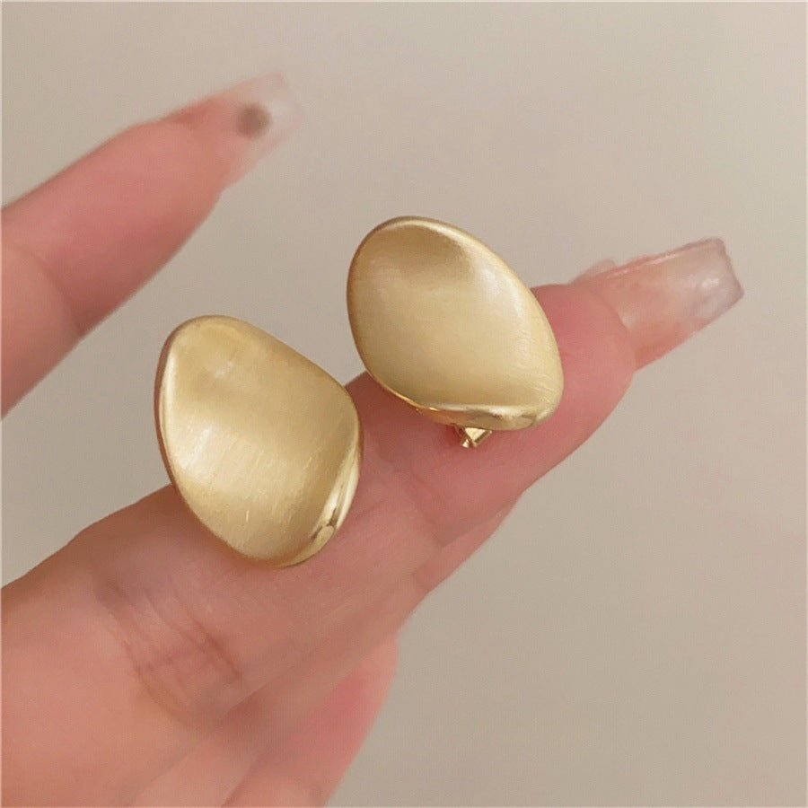 Brushed Twisted Oval Earrings Female Niche