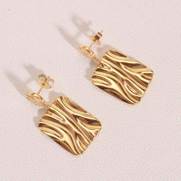 Pleated Metal Texture Shiny Geometric Earrings