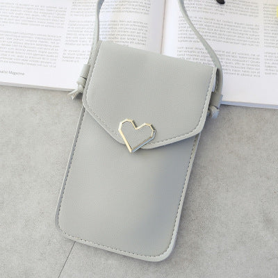 Love Buckle Mobile Phone Bags For Women Transparent Touch Screen Wallet Crossbody Shouder Bags