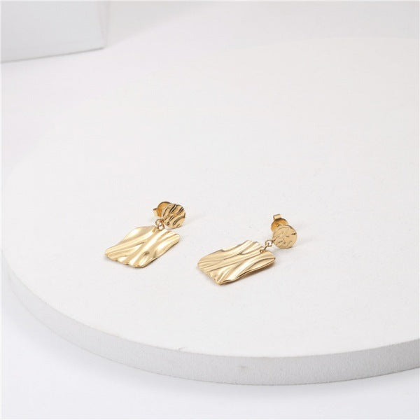 Pleated Metal Texture Shiny Geometric Earrings