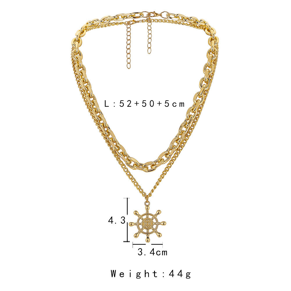 Double Thick Chain Anchor Men's Necklace