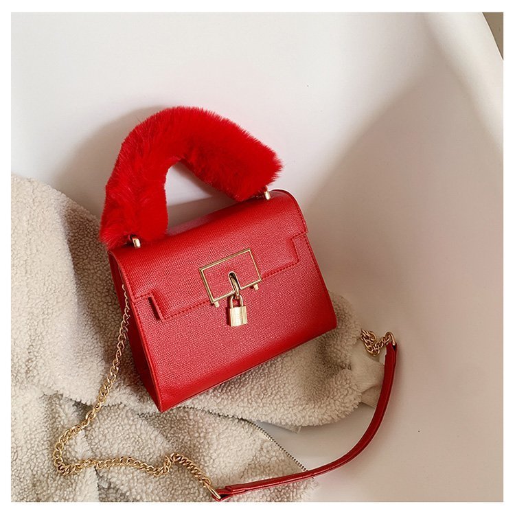 Fashion Chain One Shoulder Messenger Texture Lock Small Square Bag