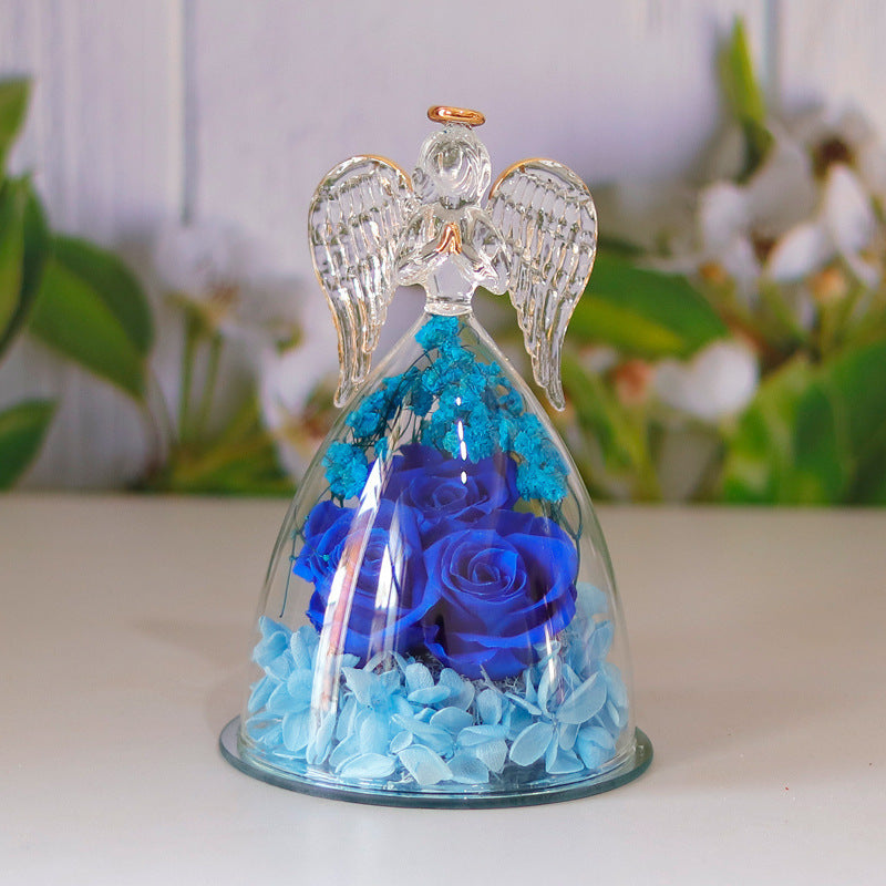 Eternal Flower Gift Box Angel Glass Cover Dried Rose Gift Box For Valentine's Day