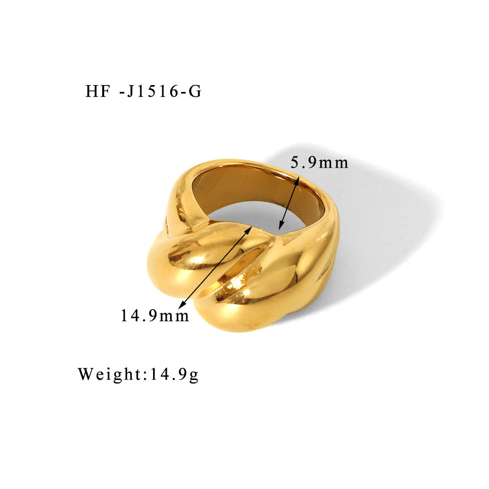 All-match Wide Titanium Steel 18K Vacuum Vapor Plating Gold Ring