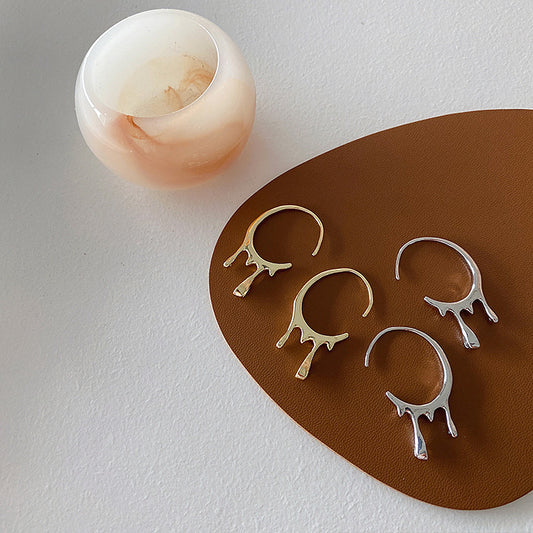 Niche Design Water Drop Metal Earrings