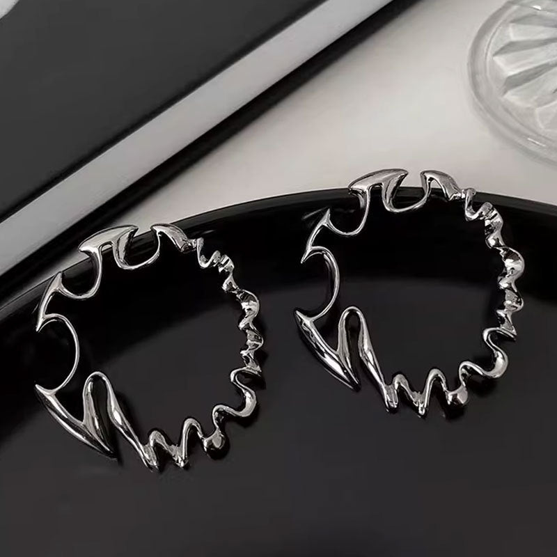 Elegant High Sense Irregular Metal Exaggerated Big Ear Ring