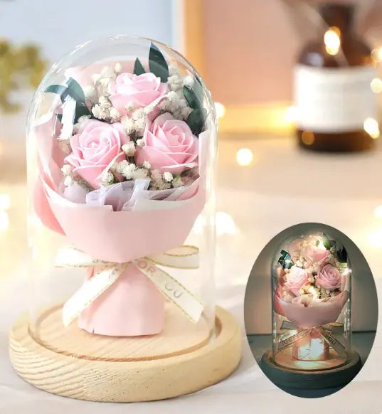 Bouquet con copertura a vetro che mischia eleganza e bellezza per un regalo perfetto - vari colori